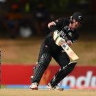 New Zealand batter Lachlan Stackpole tries to lift the run rate during the loss to Ireland at the...