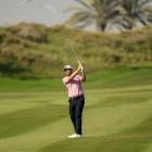 Ben Campbell of New Zealand plays his approach on hole 17 during the second round of the...