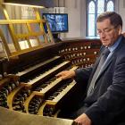 Hans U. Hielscher plays his "home" organ at the Marktkirche Wiesbaden (Lutheran Cathedral of...