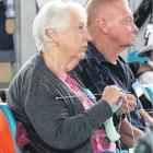 Julie Ridgway knitting for charity during the Waimakariri Country Music Festival in Rangiora....