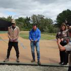 Cutting the ribbon to open the new Hampden halfpipe are (from left) Joseph Nicolson, Stuart...