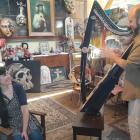 Italian harpist Andriano Sangineto plays the harp for his lady love Rossella Zoboli for Valentine...