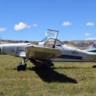 The Central Ag Air crop duster, a Gippsland GA-200C Fatman, on the airstrip at Bill Clouston’s...