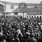 The crowd in front of the totalisator on the first day of the Dunedin Jockey Club's summer...