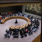 Member of the UN Security Council meet ahead of the vote calling for an immediate ceasefire for...