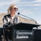 Queenstown Business Chamber of Commerce CEO Sharon Fifield speaks to Prime Minister Christoper...