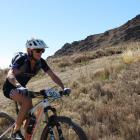 Mountainbiker Lisa McMillan sets off on the prologue stage of the Prospector race, near Alexandra...