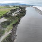 An aerial view of coastal Southland settlement Bluecliffs, which is set for evacuation on Friday...