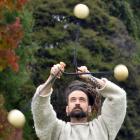 Adelaide-based poi performer Tim Goddard gets into action at the Aotearoa New Zealand Juggling...