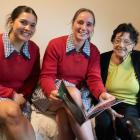 Southland Girls’ High School pupils Anasta Price (left) and Brooke Leith, both 16, visit Walmsley...