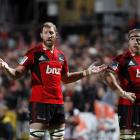 Crusaders Chris Jack (left) and Brad Thorn during a Super Rugby Match against the Bulls at Timaru...