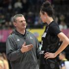 Guy Molloy gives instructions to young Tall Ferns centre Ritorya Tamilo at the Asia Cup in Sydney...
