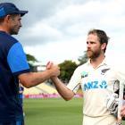 Black Caps greats Tim Southee (left) and Kane Williamson will start in their 100th tests when New...