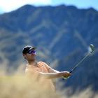 Australia's Matthew Griffin tees off during day three of the New Zealand Open at Millbrook. Photo...