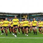 Hurricanes Poua perform a haka during the round two Super Rugby Aupiki match between Hurricanes...