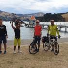 Jay Anderson, CJ Hogan, Dave Whittam and Steve Muir at the end of the 100km bike ride from...