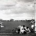 Bill Pile scores the match winning try as North Otago beat the Wallabies 14-13 at the Oamaru...