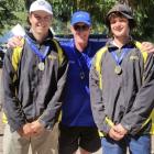 South Island Secondary Schools 2024 boys novice rowing champions Hugo Sinclair left, and Harry...