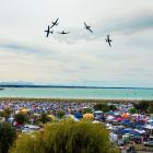 The Royal New Zealand Air Force Black Falcons soar over top of the Rock and Hop last weekend....
