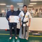 Senior instructors from Timaru Olympic taekwondo master William Kim (left) and master Jason Kim...