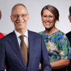 From left: Hilary Barry, Simon Dallow, Jenny May Coffin and John Campbell. Photo / TVNZ