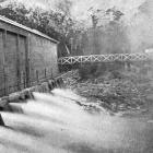 Water is discharged from the Pelton wheels of a powerhouse, part of the Waipori hydroelectric...