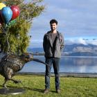 Standing alongside his steel kiwi sculpture is Wānaka metalwork artist Nicolas Lupacchino. PHOTO:...