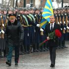 Deputy head of the Russian Security Council Dmitry Medvedev at a wreath-laying ceremony at the...