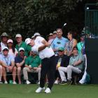 Ryan Fox hits his tee shot on the 16th hole during the first round of the Masters. Photo: Reuters