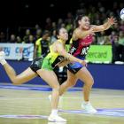 Steel wing defence Renee Savai’inaea passes the ball while Central Pulse midcourter Whitney...