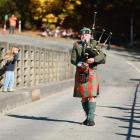 Arthurs Point piper Graeme Glass will again pipe across the Edith Cavell Bridge today. PHOTO: DAN...