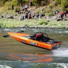 The jetboat Tom Kelly’s bought for next week’s world marathon in the US. PHOTO: MARK SHARLEY