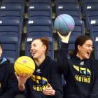 Otago Womens Basketball players from left Sophie Adams, Ashton Prechtel, Abby Harris and Jennifer...