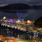 A smattering of cabin lights are on as Celebrity Edge, the penultimate cruise ship for the season...