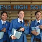 Queen’s High School pupils (from left) Margaux Damsio, Pipiata Ritchie and Reolena Cockburn, all...
