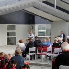 Principal Val Ward speaks at the opening ceremony of Clutha Valley Primary’s new school building...