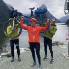 Celebrating completing the Sound to Sound bike event from Marlborough to Milford Sound are (from...