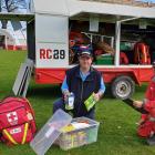 Gore disaster welfare support team members Bernard Chapman (left) and Alistair Robbie sort...