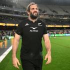 Sam Whitelock celebrates the All Blacks’ win Rugby Championship and Bledisloe Cup wins in...