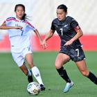 Football Fern Ali Riley controls the ball under pressure from Thailand’s Pluemjai Sontisawat...