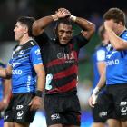 Crusaders winger Sevu Reece shows his disappointment after his side’s loss to the Western Force...