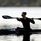 Lucy Matehaere trains at Lake Pupuke in Auckland ahead of yesterday’s Olympic team announcement....