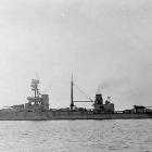 The many-flagged HMS Agincourt. PHOTO: COLLECTION OF LT COMM P. W. YEATMAN