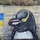 A new mural depicting a yellow-eyed penguin (hoiho), has been erected on Cumberland St. Photo:...