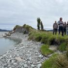 West Coast Regional Council staff and elected officials viewing a hole in the Wanganui River...