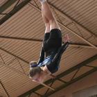 Kate Marshall, 12, of Dunedin, performs a straight Barani during a training session at Dunedin...