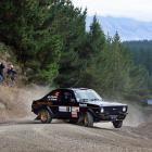 Eventual Otago Classic Rally winner Kris Meeke negotiates a corner during special stage 9, near...