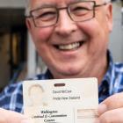 RNZ Concert senior music producer David McCaw with his returned ID card. Photo: Niwa / Rebekah...