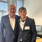 Taieri College pupil Benjamin Paterson with Prime Minister Christopher Luxon today. PHOTO: SUPPLIED