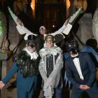 Strutting their stuff outside Larnach Castle are Wild Dunedin Masquerade Ball organisers (front,...